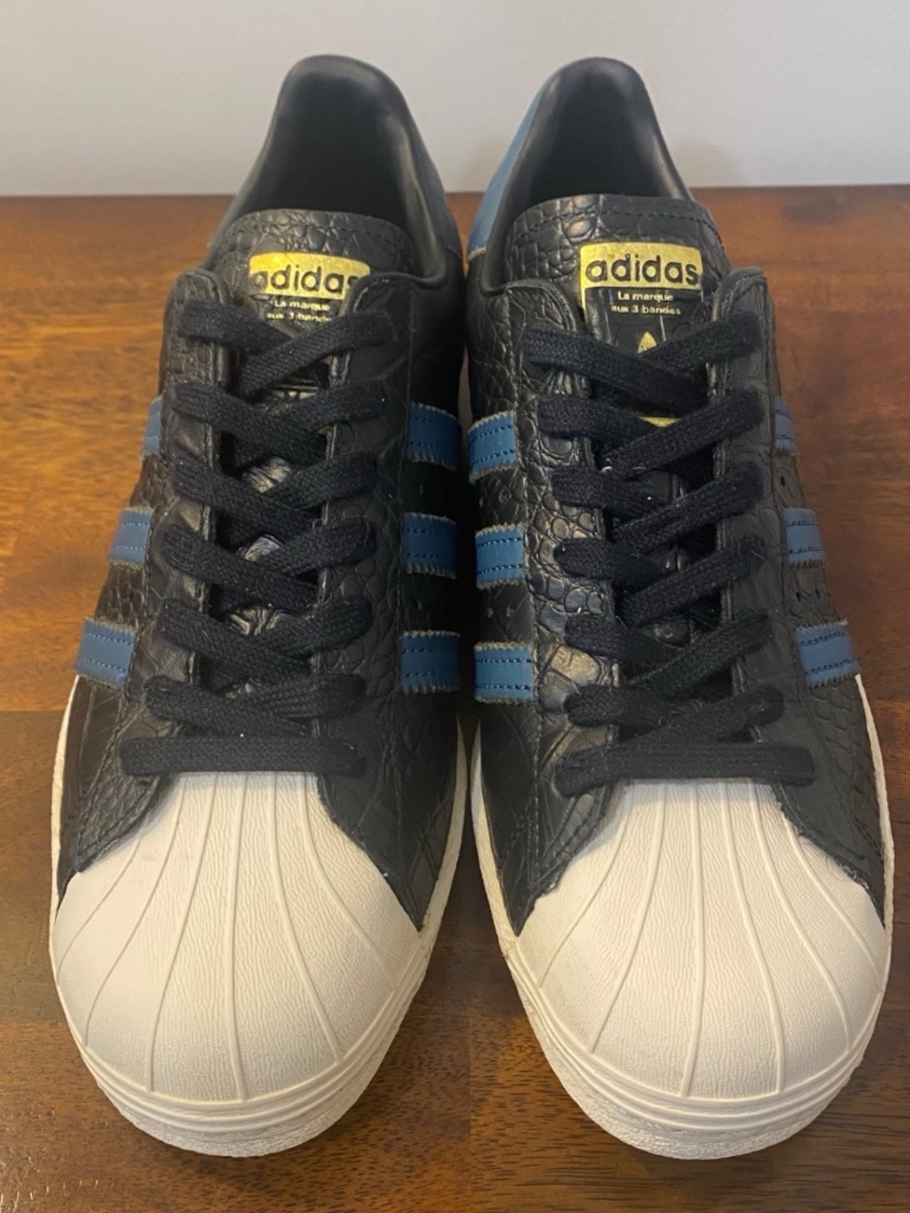Adidas Superstar Black Blue Croc Shell Toe Men Size 8.5 US BB2228